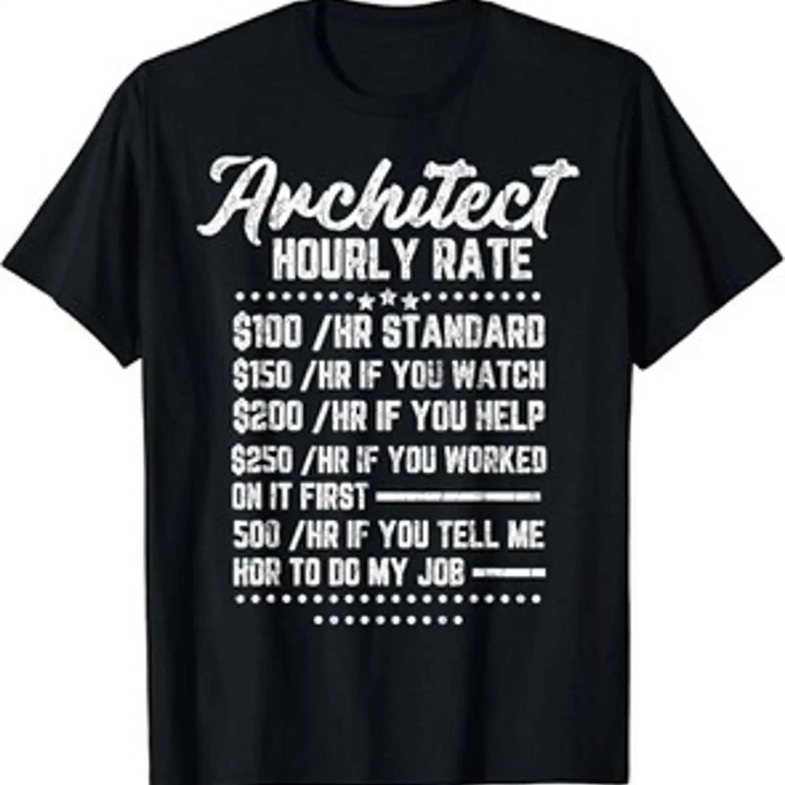 Camiseta de Arquitecto con Tarifa Horaria Divertida, Diseño Gráfico de Arquitectura, Regalo Vintage, Estilo Lavado, Versátil, Cómoda para Usar en la Calle