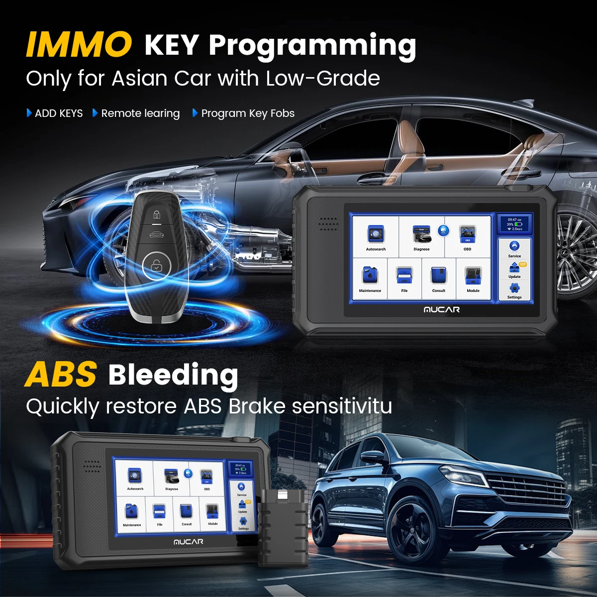 Lifetime Free Update MUCAR VO6 OBD2 Scanner All Systems Diagnostic 28 Reset Auto VIN EPB/BMS/SAS/ABS Sevice for All Cars