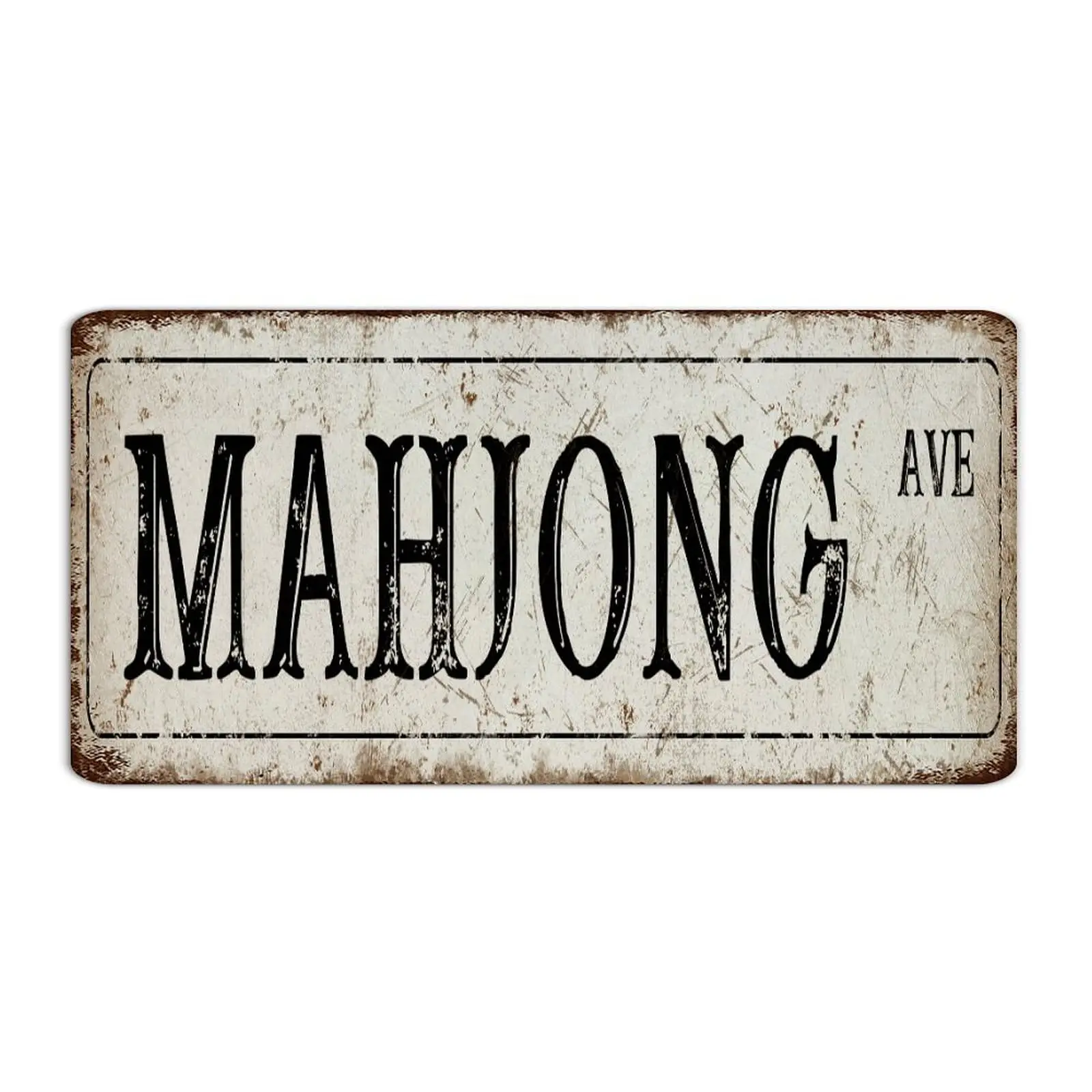 Autravelco Mahjong Street Road 6x12 Inch Metal Tin Sign Retro Backyard Fence Restaurants Wall Décor Tin Signs Christmas Mahjong 