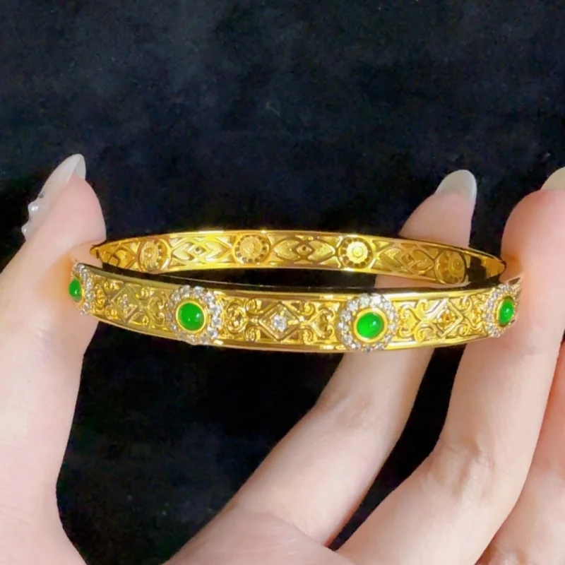 

Натуральный браслет из жадеита класса А для женщин, модный браслет из жадеита, универсальный и лаконичный.