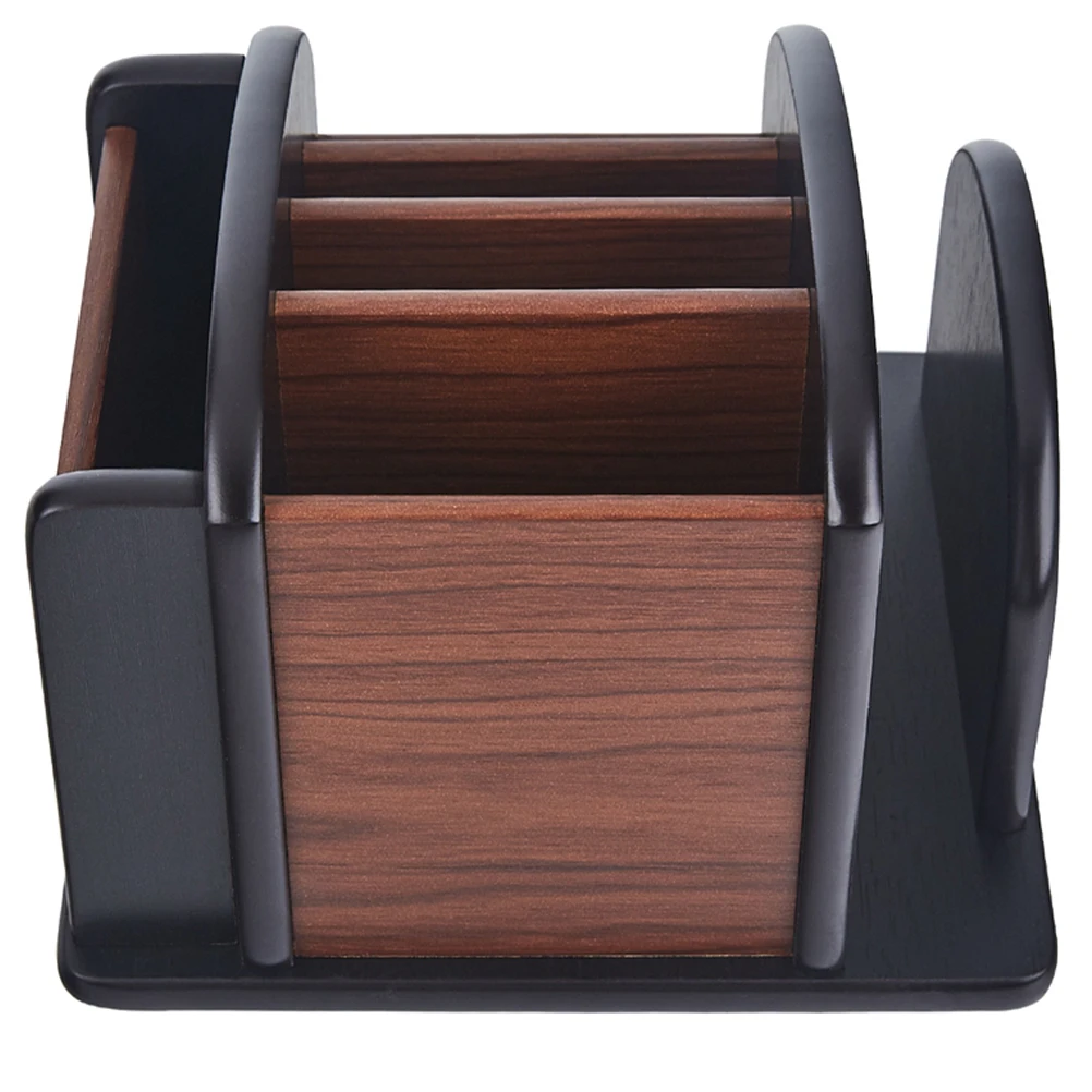 

Wooden Pen Holder Stationery Organizer Desk Work Remote Control Bamboo Desktop Office for