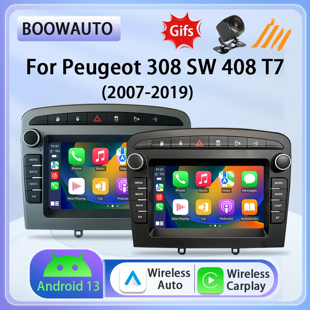 Radio de coche para Peugeot 308 308 SW 408 T7 2007-2019 7 pulgadas inalámbrico Carplay Android Auto reproductor de vídeo Bluetooth navegación GPS
