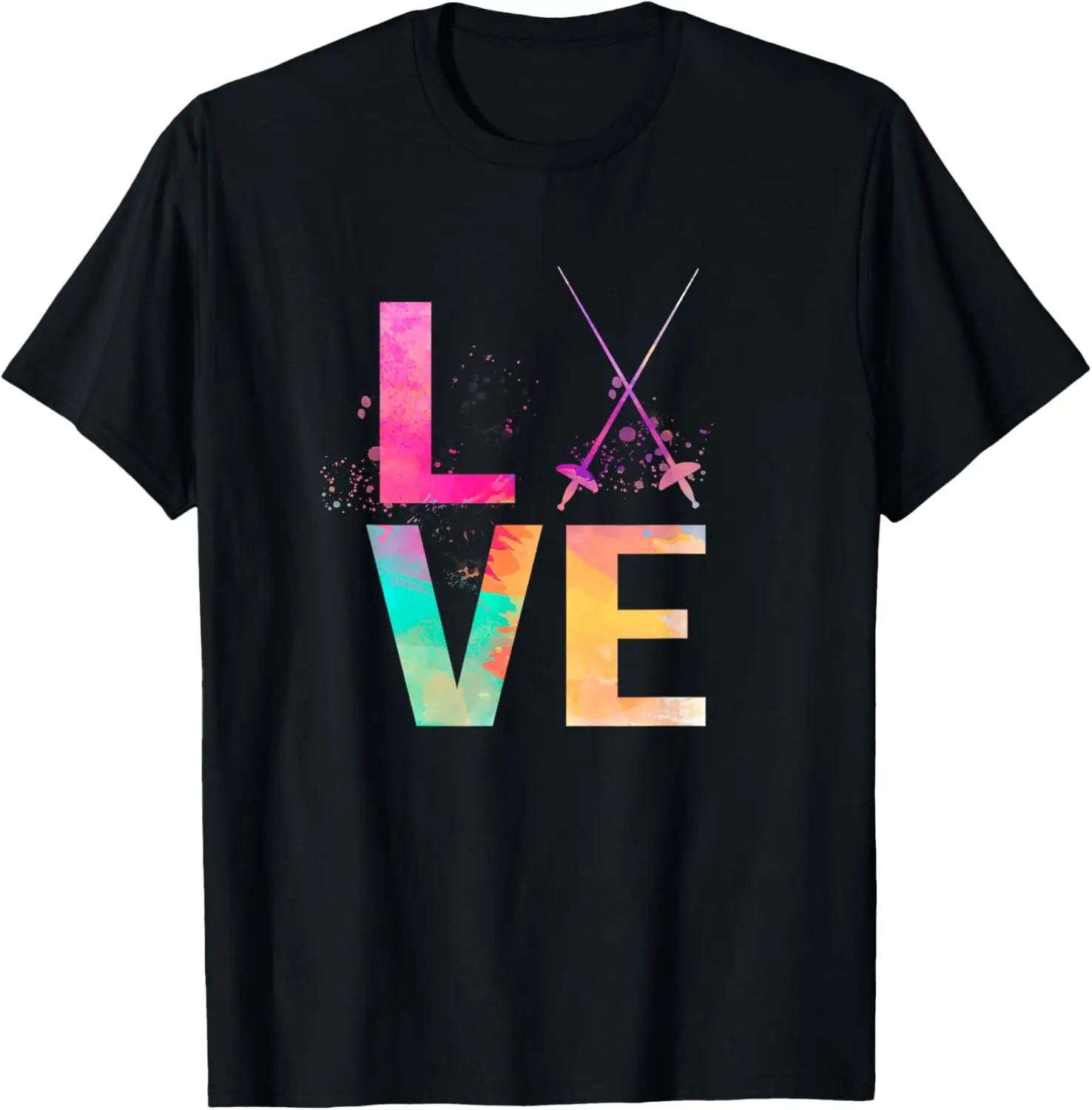 Colorful Fencing Mom Gifts Fencing T-Shirt Casual Custom Printed Graphic T Shirts Mens Clothing Print on Demand Camisas