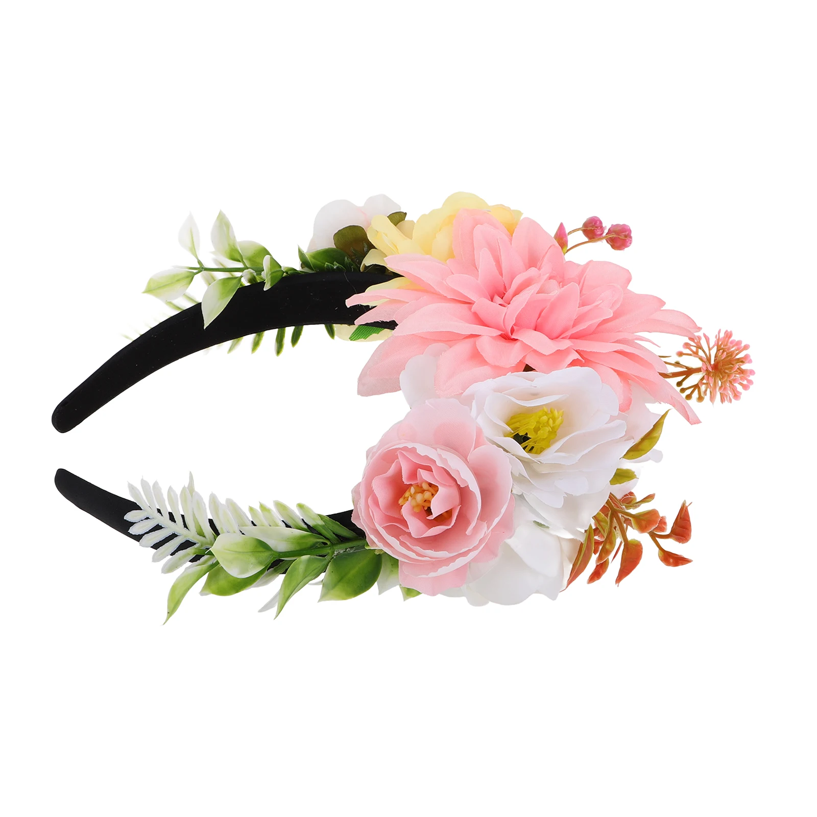 

Floral Headband Wedding Halloween Hair Accessories Party Crown Photo Shoot Pink Elastic Nonslip Boho Bridesmaid Festival