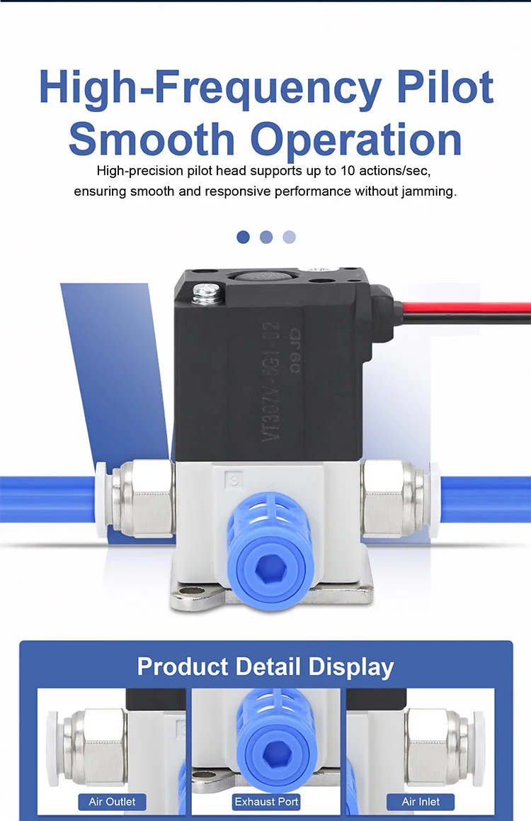 Detalhe 4 de Válvula solenoide VT307 High Frequency Solenoid Valve 3 Way 2 Position Vacuum Pneumatic Air Control Valve DC12V DC24V AC110V AC220V Pneumática
