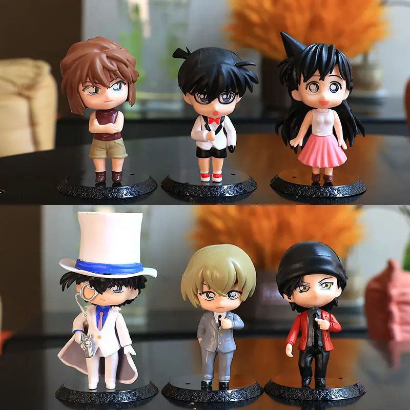 6pcs/zestaw detektyw Conan zabawki figurki akcji dla dzieci Kuroba Kaito Akai Shuuichi Haibara Ai Hattori Heiji prezent kolekcjonerski lalki