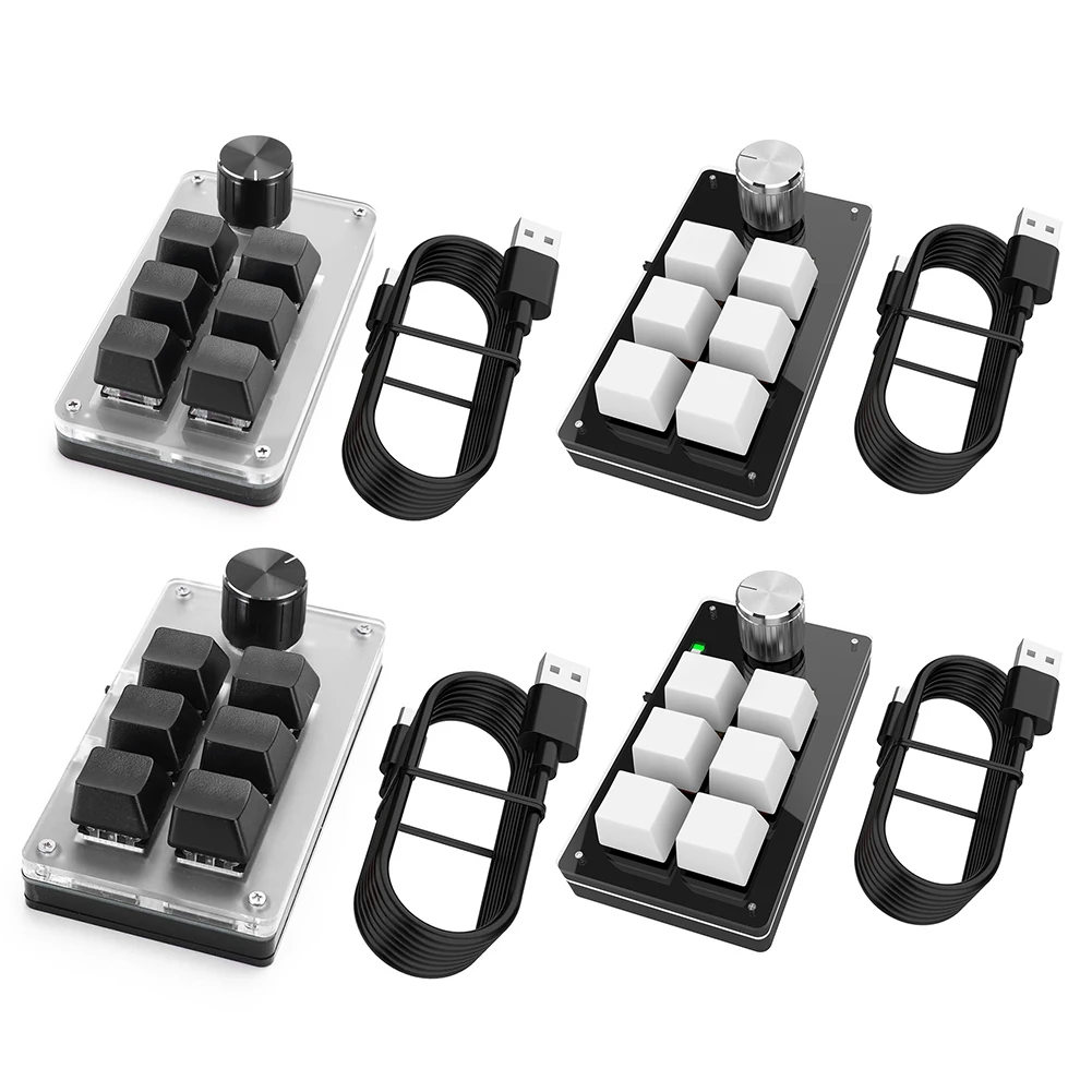 

6 Key 1 Knob Programming Macro Knob Keyboard Bluetooth-Compatible/Wired RGB Photoshop Gaming Keypad for Macbook PC Laptop