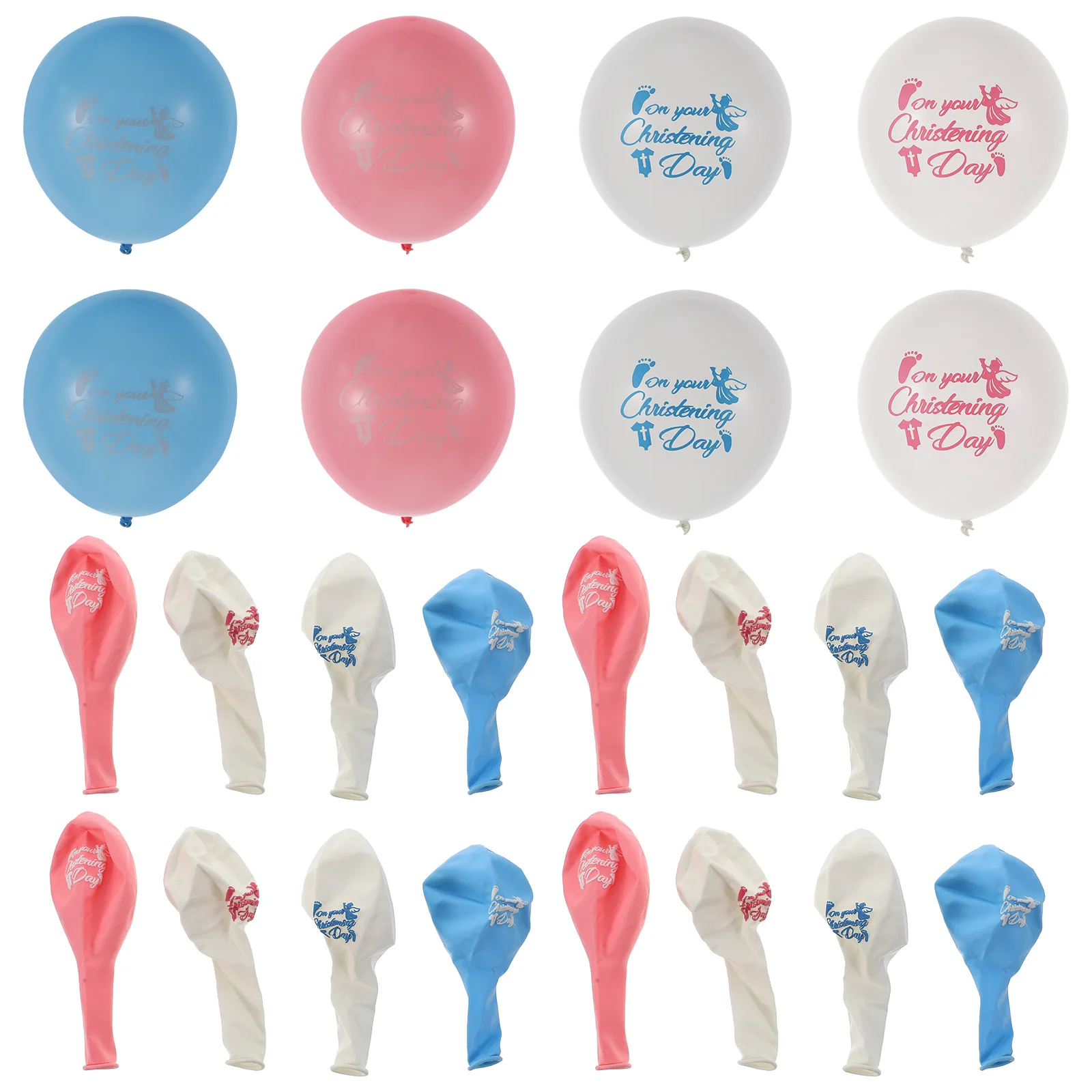 

40 Pcs Baptism Balloons Premium Latex Reusable Party Decoration Baby Christening Photo Props Background