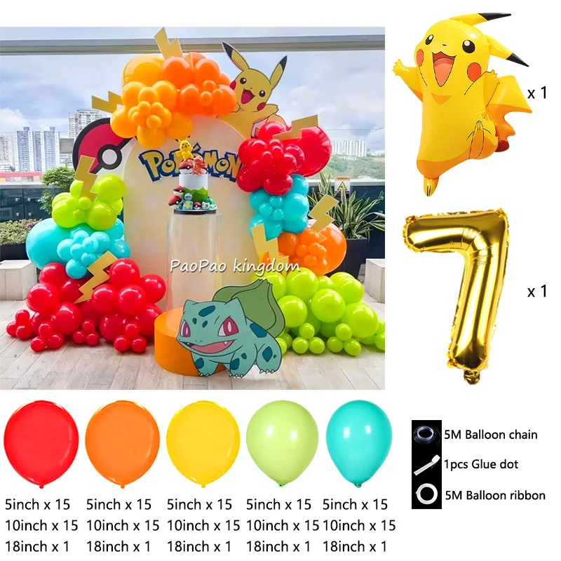 Liebliches Pikachu-Themen-Ballon-Dekorationsset Cartoon-Folienballons Blitzballon-Set Kindergeburtstags-Party-Deko-Zubehör – Detail 7