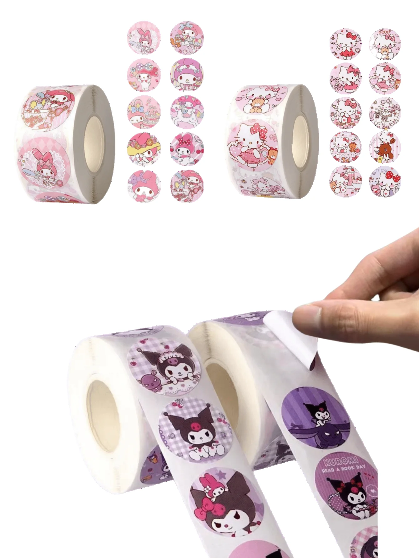 100/450/500/pcs Sanrio Blind Box Stickers HelloKitty Kuromi Cinnamoroll Melody DIY Laptop Phone Diary Cartoon Sticker Kids Toys