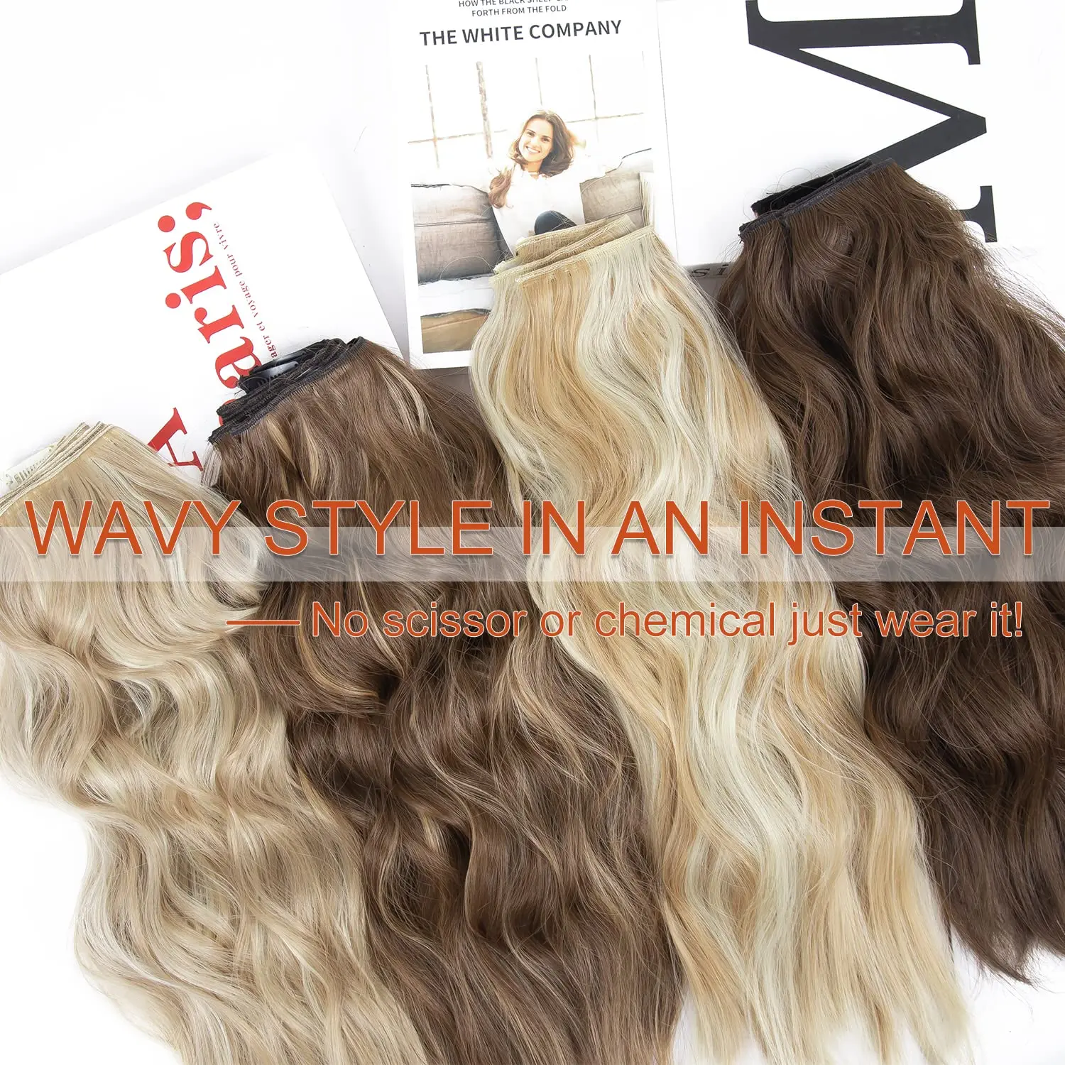 Leeons Wavy Clip In Hair Extensions 4 PCS Natural Soft Long Wavy Hairpieces Thick Double Weft Clip In Hair Extensions For Woman