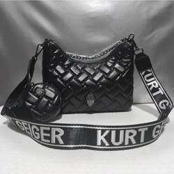 Kurt Geiger New High Quality Crossbody Shoulder Bag with White Diamond Eagle Head Decoration Crescent Bag for Women