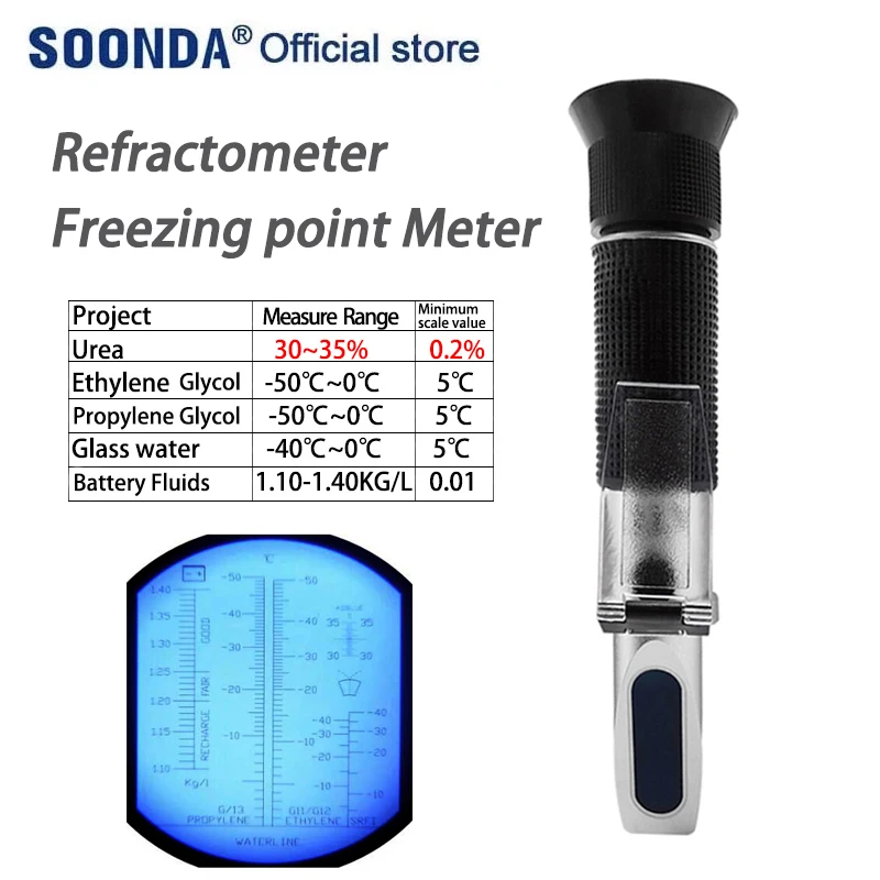 5 in 1 Engine fluid Glycol Freezing point Meter Urea Adblue Car Battery liquid Refractometer Automotive Antifreeze Refractometer