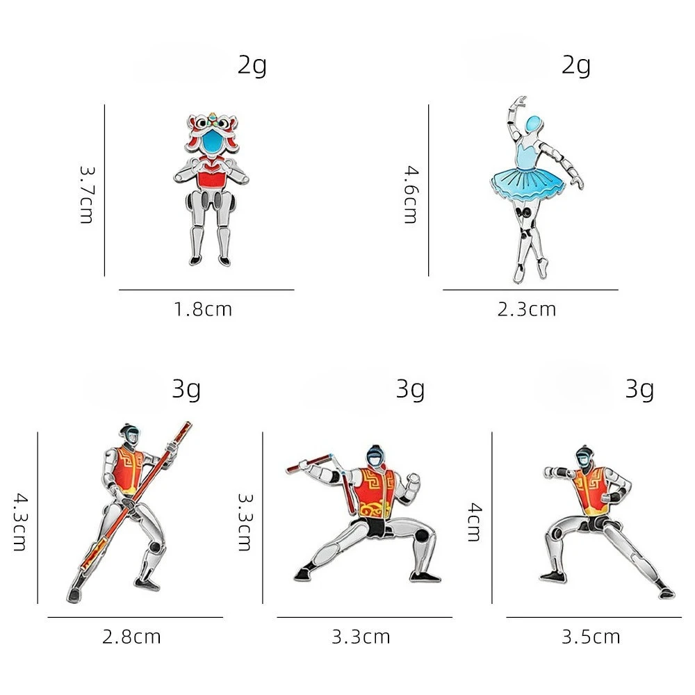Cartoon AI Robot Brooch Mech Warrior Martial Arts Ballet Metal Badge Pin DIY Clothes Bags Shoes Hat Scarf T-shirt Jeans Unisex view 6
