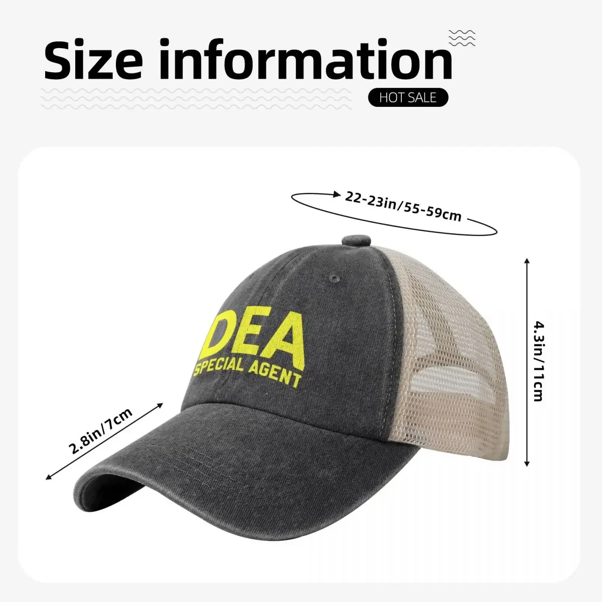 DEA Special Agent, Narcotics Special Agent. Cowboy Mesh Baseball Cap Vintage Rugby summer hat Golf Hats For Women Men's