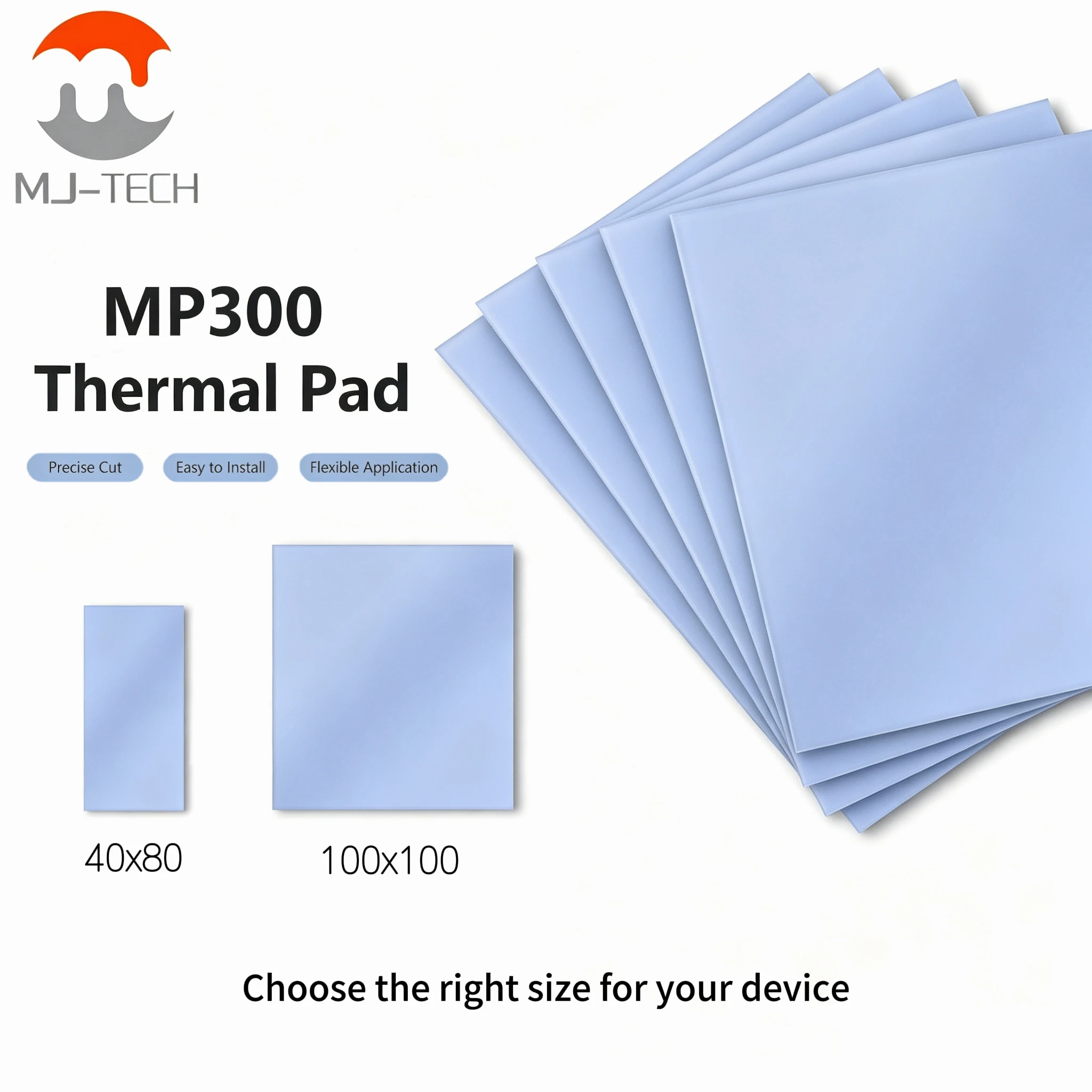 MJ-TECH MP300 Thermal Pad 3W/mK Non-Conductive Silicone Thermal Pad For CPU GPU SSD M.2 Laptop Heatsink Cooling