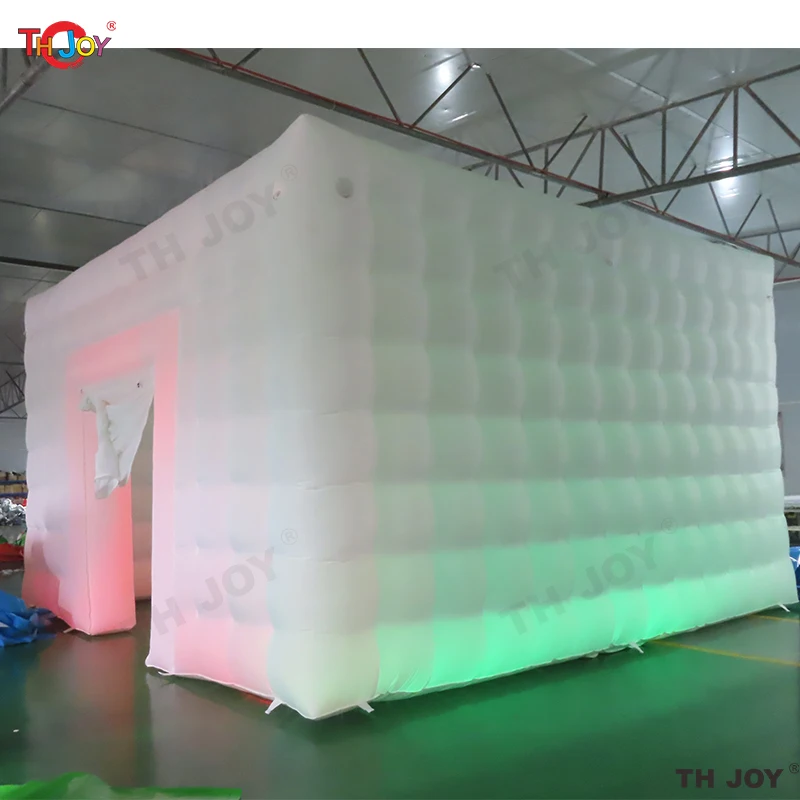 Ao ar livre grande branco led iluminação inflável disco cubo tenda inflável festa letreiro boate tenda