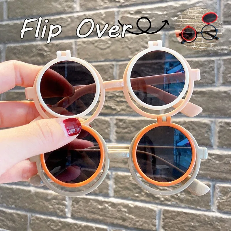 

Boys Girls New Trend Flip Frame Sunglasses Kids Outdoor UV400 Cartoon Sunshade Eyewear Baby Summer Beach Eyewear Party Favor