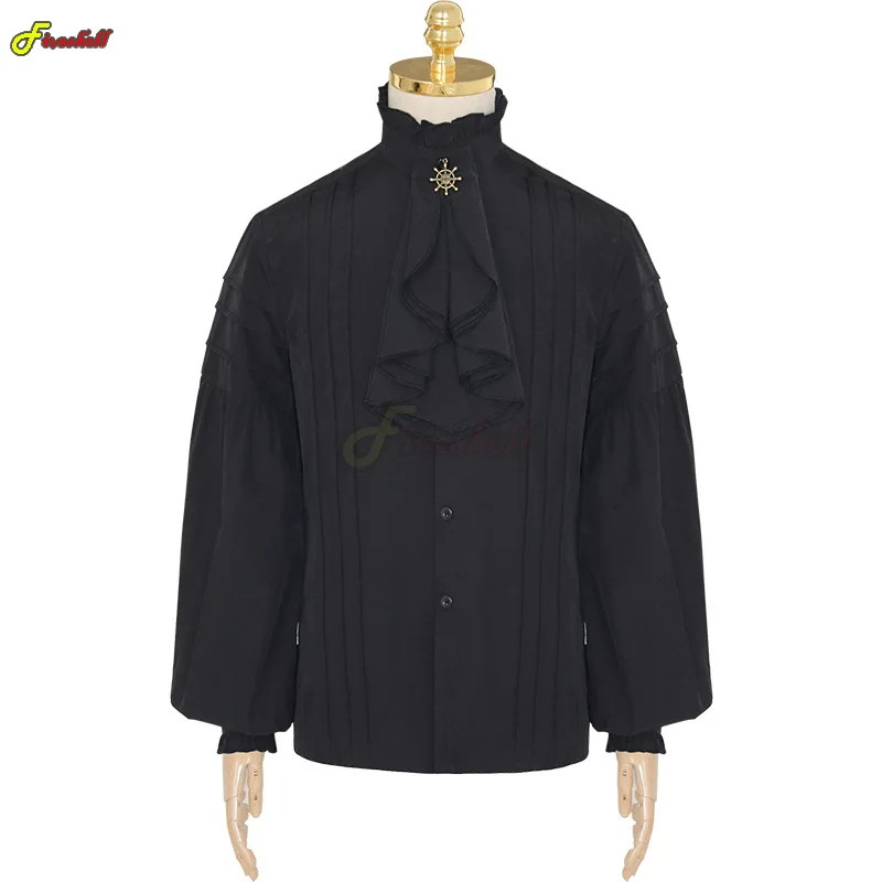 Camisa Retro Medieval Steampunk renacentista para hombre, traje de pirata vikingo de estilo gótico, Tops, blusa Vintage del príncipe Saxon, Cosplay de escenario