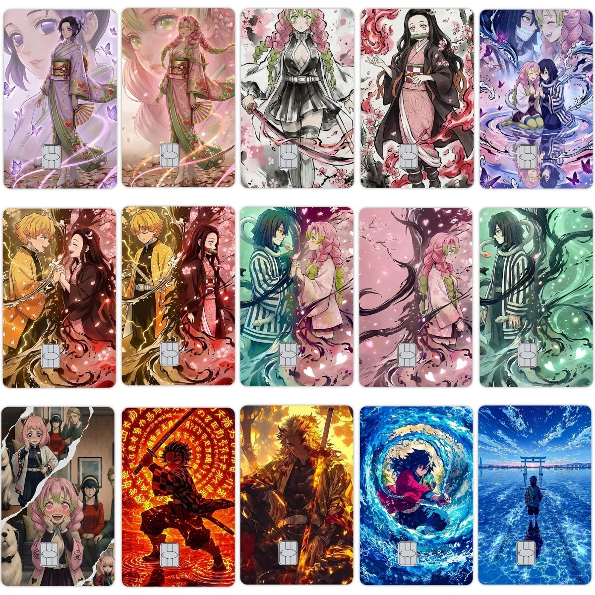 

Wholesale Anime Cartoon Agatsuma Zenitsu Kamado Tanjiro Nezuko Diy Sticker Film Skin Cover for Metro Debit Credit Bank Visa Card