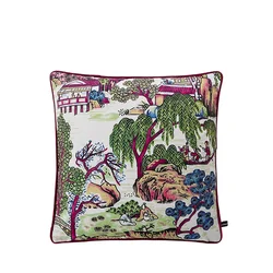 Asian Scatter Exoticism Throw Pillow Cover Ancient Willow Pavilion Decorative Cushion Case Home Villa Hotel Office Decor 45x45cm