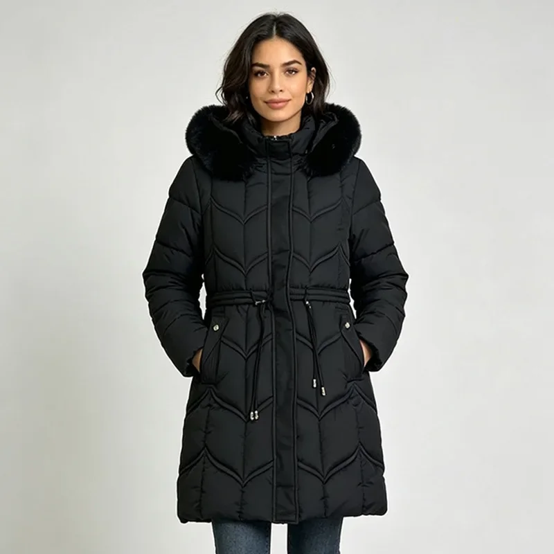 Parkas Women Mid Length Coats Hooded Zipper Jackets Tight Waist Thick Warm Y2k Streetwear Jacket Work Coat Autumn Winter 2026