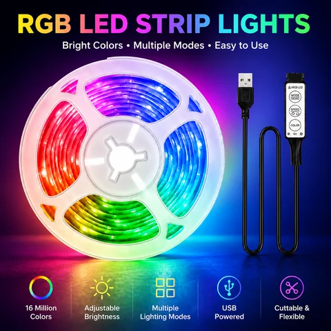 LED light strip, 3-button remote control, USB powered, suitable for…
