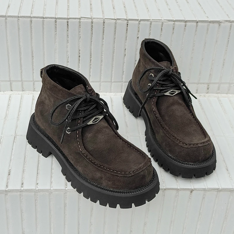Men Casual Short Boots Multi Colored Anti Suede British Lace Up Comfortable Thick Soled Non Slip Shoes Workwear Boots Size 38-46