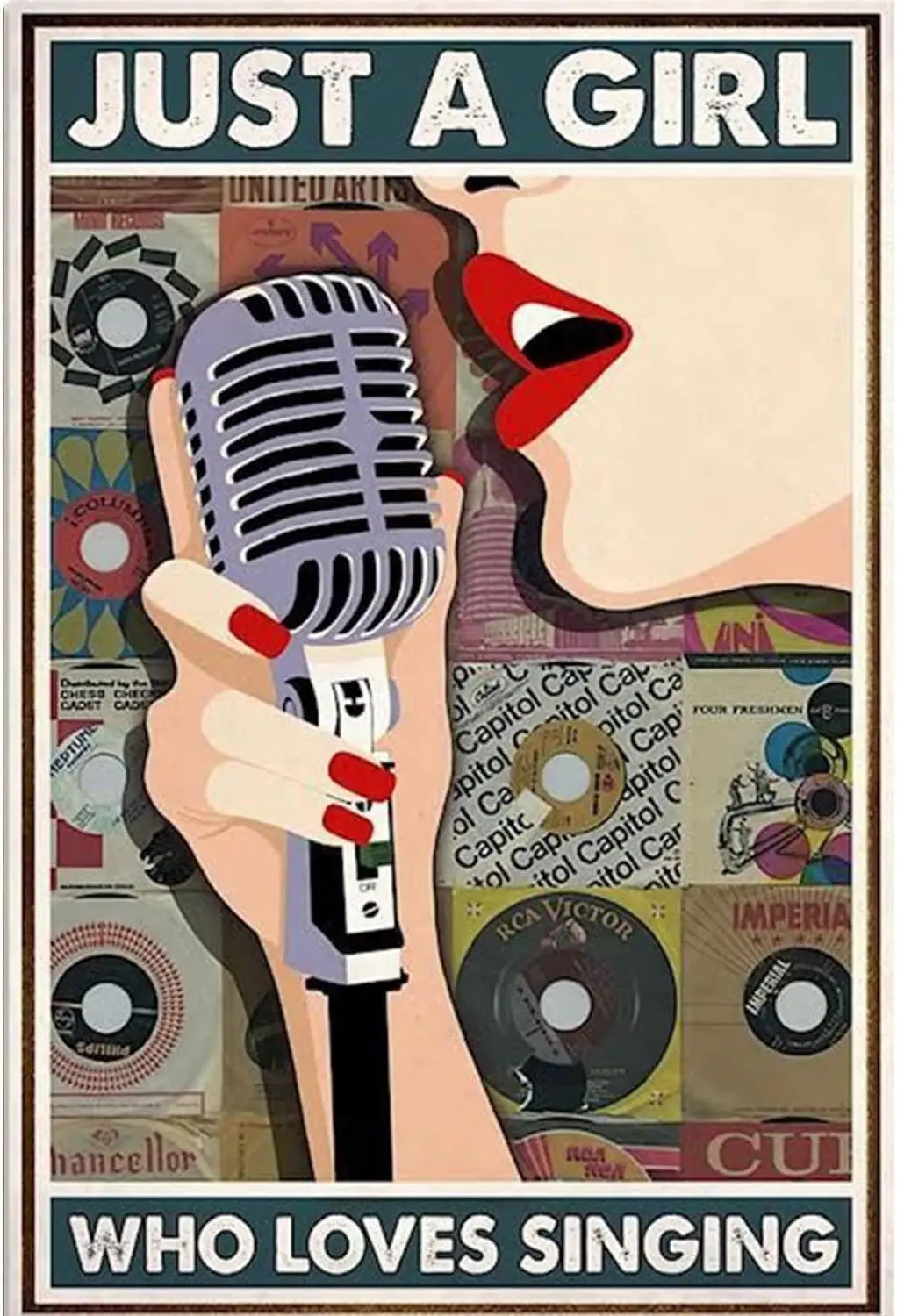 Retro Metal Tin Sign Just A Girl Who Loves Singing Poster Vintage Metal Plaque Wall Decor Gift For Bathroom Restaurant sign