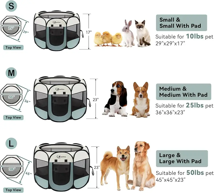 

Dog Playpen, Puppy Pet Playpen, Medium Dogs Tent Crates Cage Indoor/Outdoor, Portable Pop Up Dog Kennel Playpen with Carrying Ca