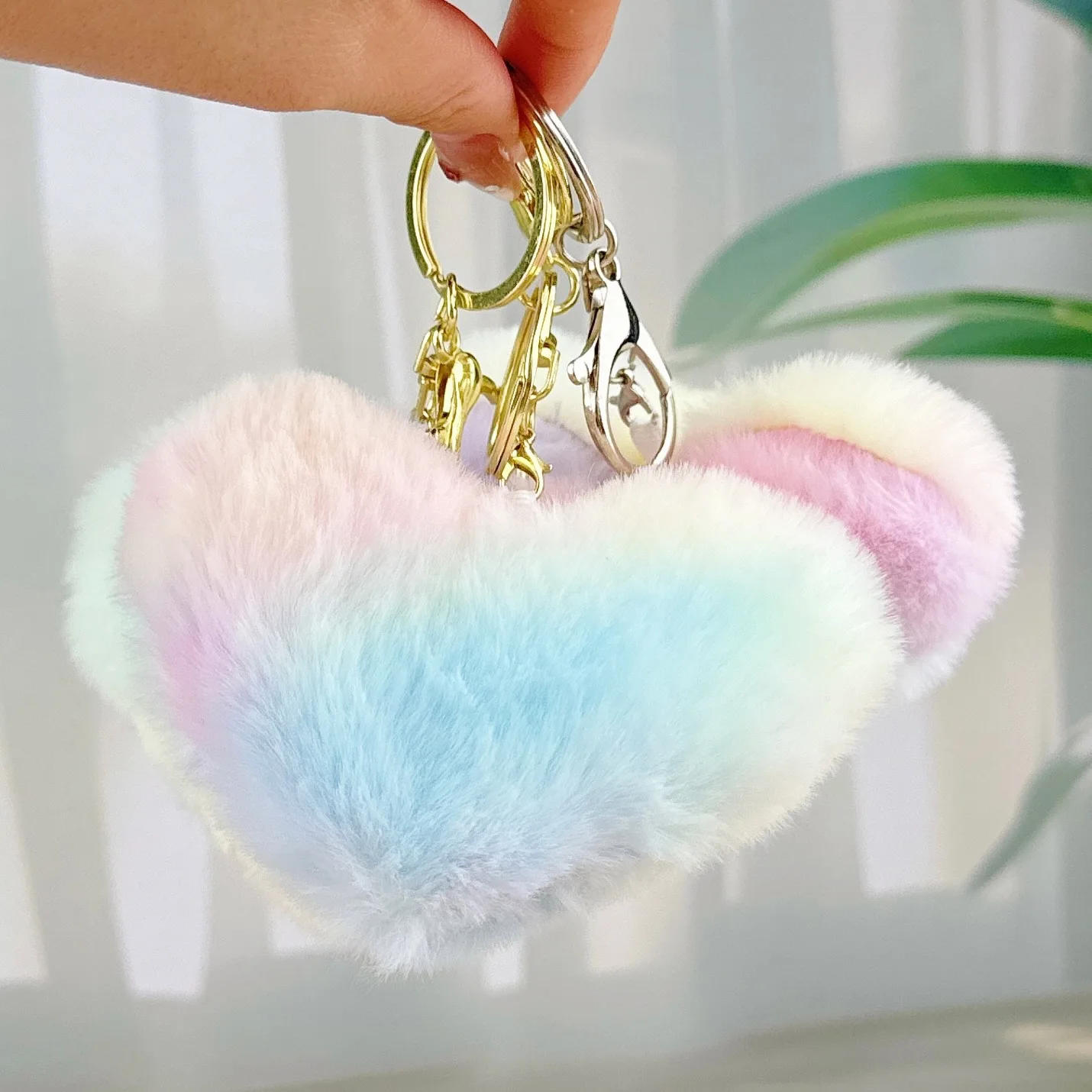 6CM Colorful Creative Cute Plush Keychain Peach Heart Handmade DIY Toy Doll New Hot Selling Dreamy Love Doll Keychains Gifts