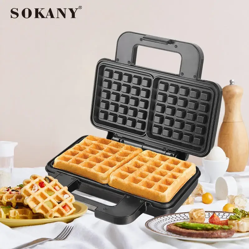 Houselin 1000W Electric Non-Stick Belgian Waffle Maker Iron, Breakfast, Sandwiches, Snacks, Burgers and more, 2-Slice, Black