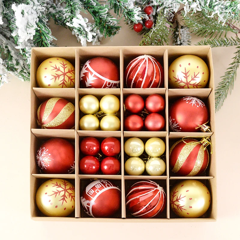 42/44Pcs 3/6cm Red Green Golden Christmas Balls Large Xmas Tree Ball Hanging Pendant Christmas Decoration For Home Navidad Decor