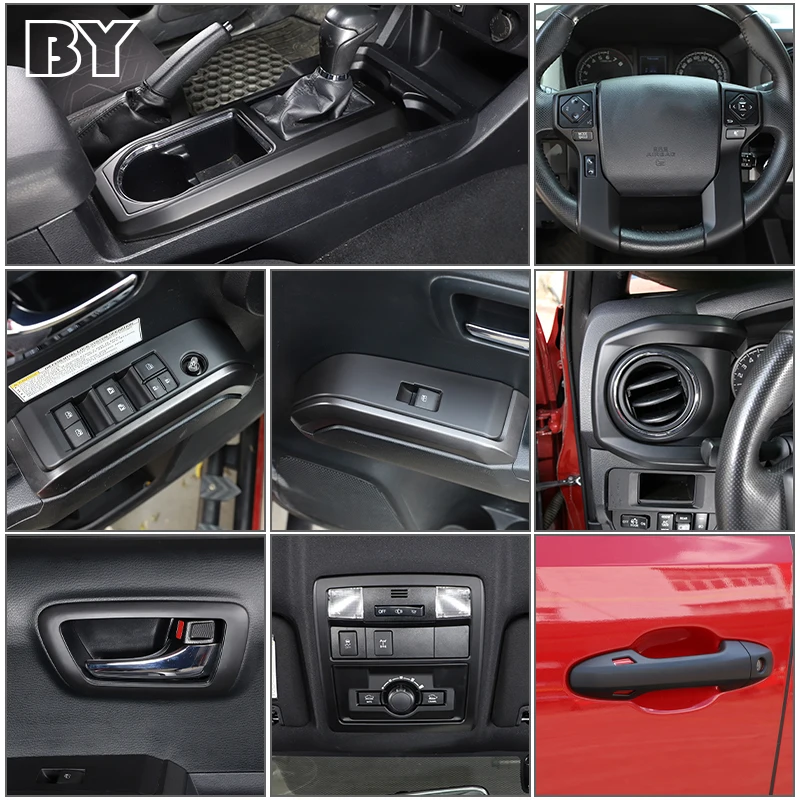 

Car Styling Interior Central Control Panel Frame Cover Trim Sticker For Toyota Tacoma 2016-2022 ABS Matt Black Auto Accessories