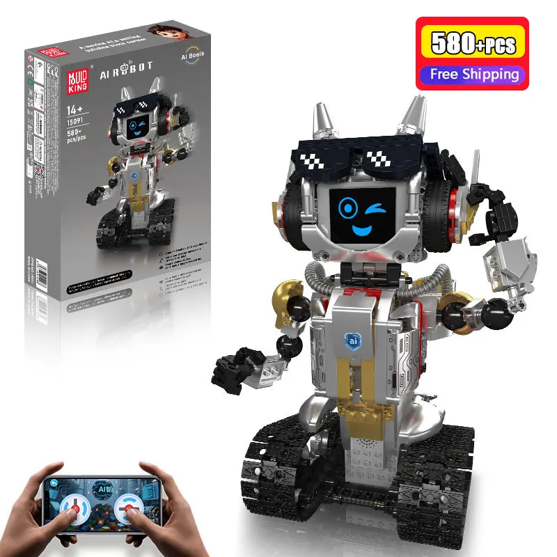 

MOULD KING 580Pcs AI Robot MOC Building Blocks Smart Interactive Educational DIY Assembly Bricks Remote Control Toy Gift for Kid