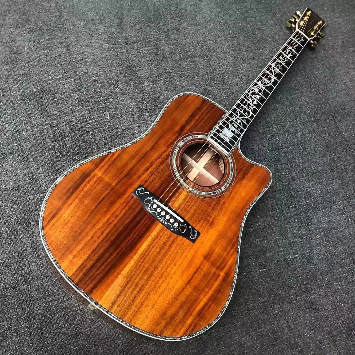 مجموعة قذيفة أذن البحر كاملة مقاس 41 بوصة مزهرية كبيرة مع زوايا مفقودة لعزف الجيتار الصوتي سلسلة D45