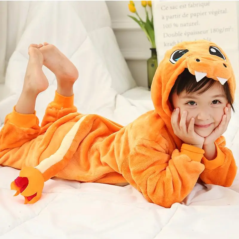 Stram pler für Kinder Charm ander Flanell Pokemon Cosplay Kostüm Halloween Kigurumi Kinder Ganzkörper Pijama Weihnachten einteiligen Anzug