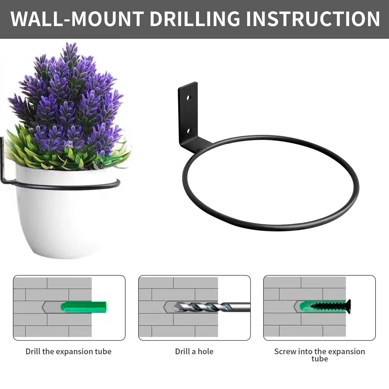 

Plant Pot Wall Mount 6-Pieces Metal Flowerpot Placing Support Indoor Flower Planter Support For Home Apartment Farmhouse Balcony