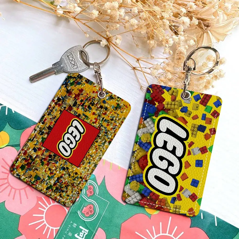 

Popular Toy L-LEGO-O Card Holders Student ID Card Protective Cover Cases Student Campus Access Cards Key Chain Anti-lost