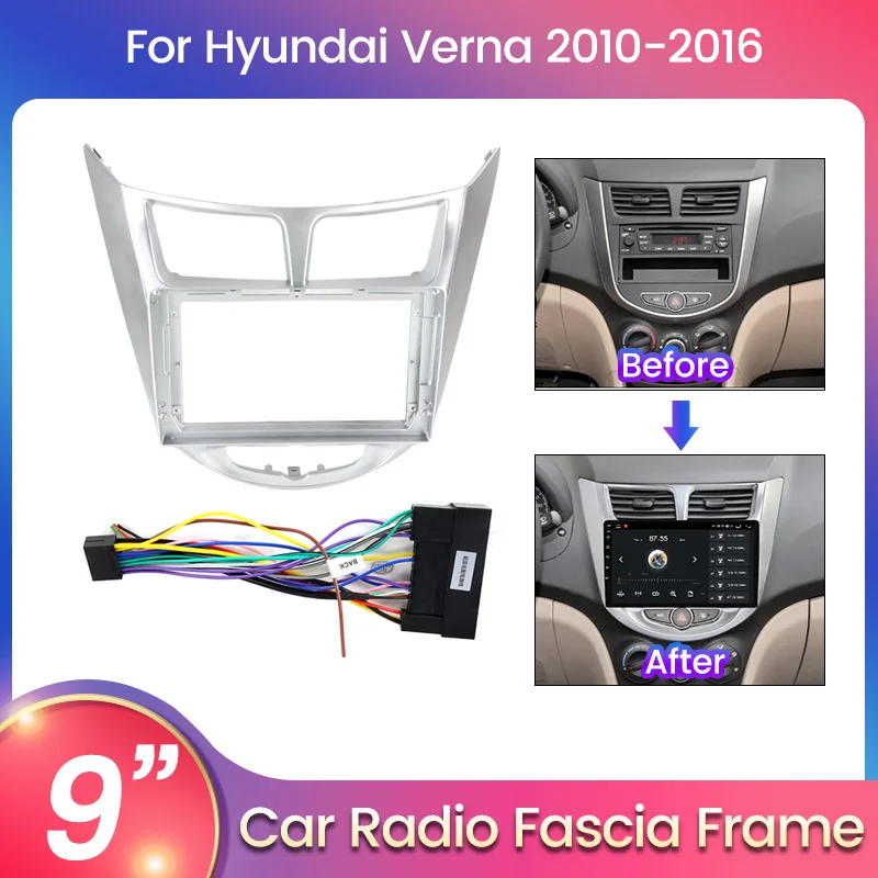 For Hyundai Solaris Accent Verna 2010- 2016 For Android Car Radio Panel Fascia Frame Optional Accessories Power Cord