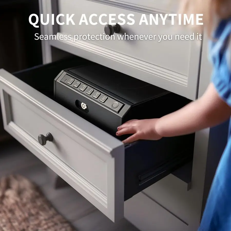 صندوق قفل المسدس البيومتري، آمن لبصمات الأصابع مع تشغيل هادئ، لوحة مفاتيح رقمية، احتياطية للمفتاح اليدوي، حشوة إسفنجية داخلية