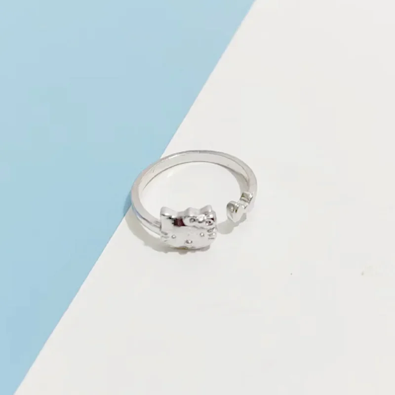 Hello Kitty cincin pasangan lucu Fashion, cincin pola animasi kartun dapat disesuaikan, cincin untuk mengirim perhiasan pacar aksesoris hadiah