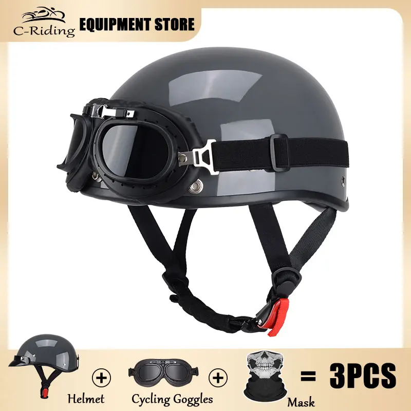 

For Adults New Motorcycle Helmet Motocross Helmets Motorbike Safety Cap DOT Helmet Retro Cascos Para Moto Hombres Helmet Scooter