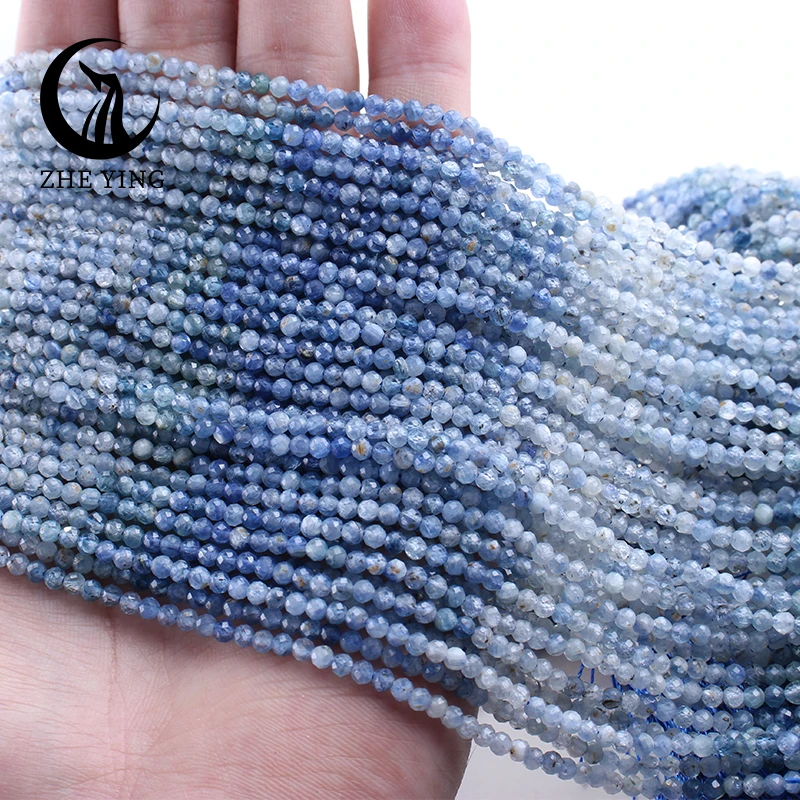 New Natural Blue Stone Kyanite Faceted Beads 2 3mm Angelite Amazonite Apatite Loose Spacer Bead For Jewelry Making DIY Bracelets