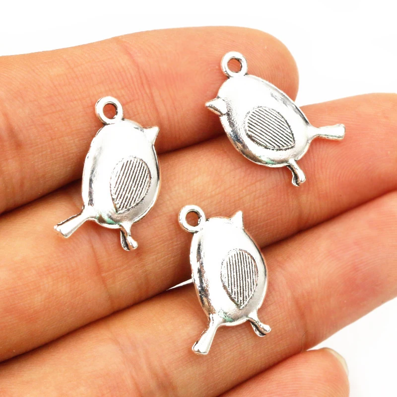 10pcs 19x12mm Bronze Antique Silver Plated Small Cute Bird Handmade Charms Pendant DIY Jewelry Making for bracelet necklace