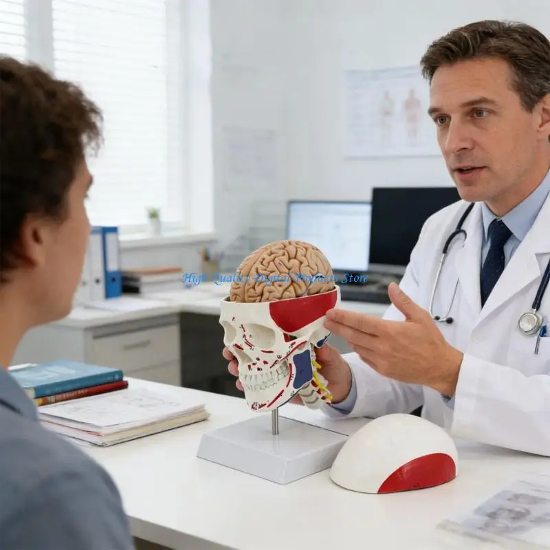 

U2JE Educational PVC Skull Model With Color Coded Muscles Perfect For Classroom Demonstration