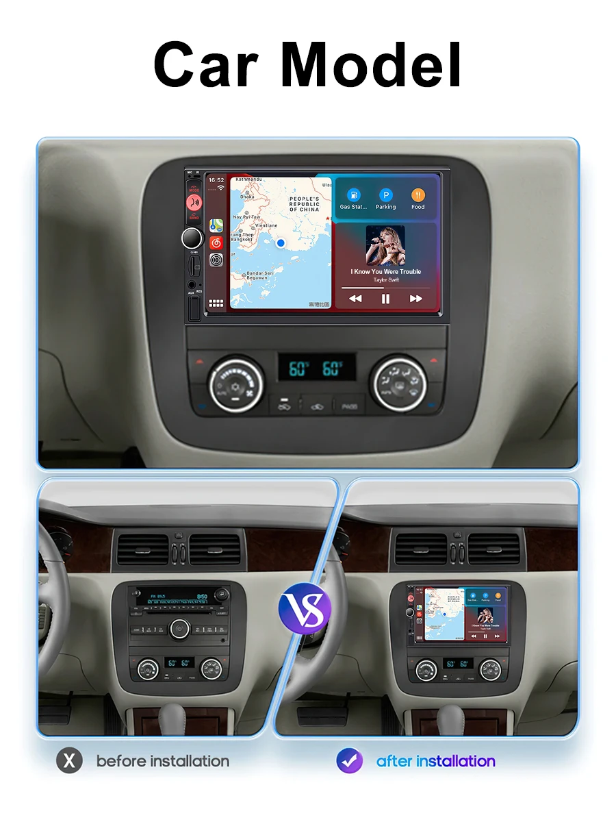 XIMA 2Din 7 "IPS Universele Draadloze CarPlay Android Auto Radio Stereo Multimedia Autoaudio FM Ontvanger Spiegel Link monitor - afbeelding 2