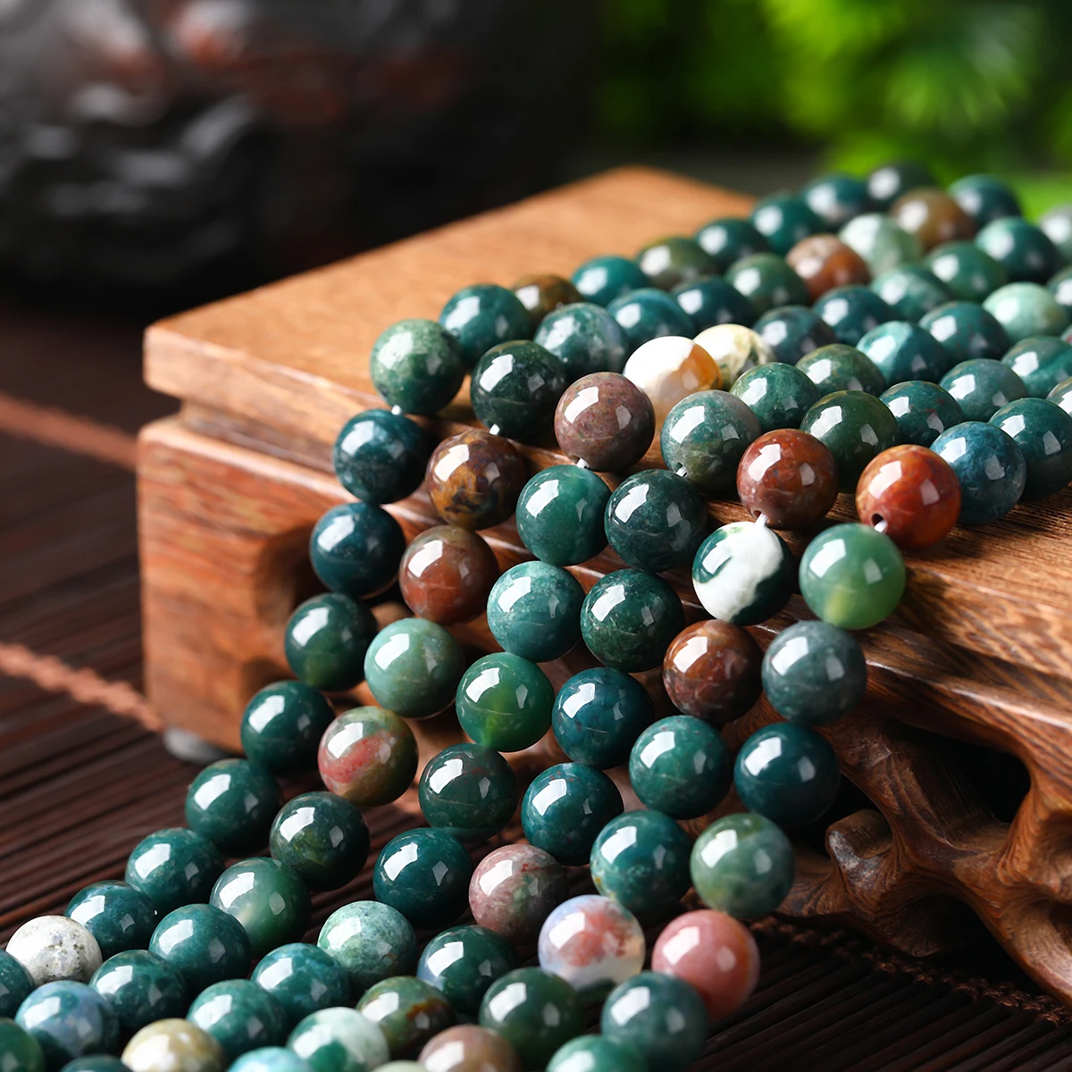 Wholesale Natural Stone Indian Agate Beads Round Loose Spacer Gemstone Bead for Jewelry Making Bracelet Necklace DIY Supplies
