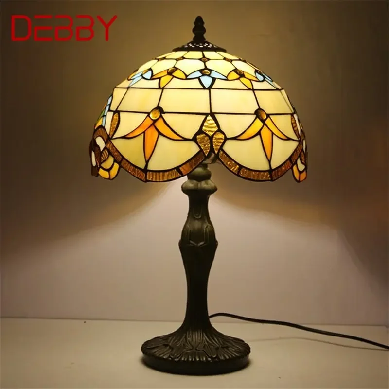 DEBBY Tiffany Table Lamp Modern For Bedroom Creative Flower Figure LED Light Home Decoration