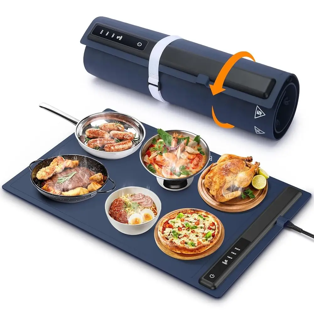 

Electric Warming Tray With Adjustable Temperature, 24X16In Flexible Food Warmer Fast Heating, Portable Electric Warming Hot